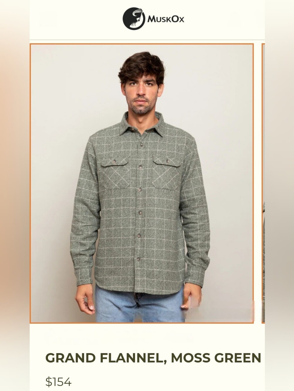 Musk Ox Grand Flannel Olive Green Plaid Button-Up Shirt Jacket Medium New Fall